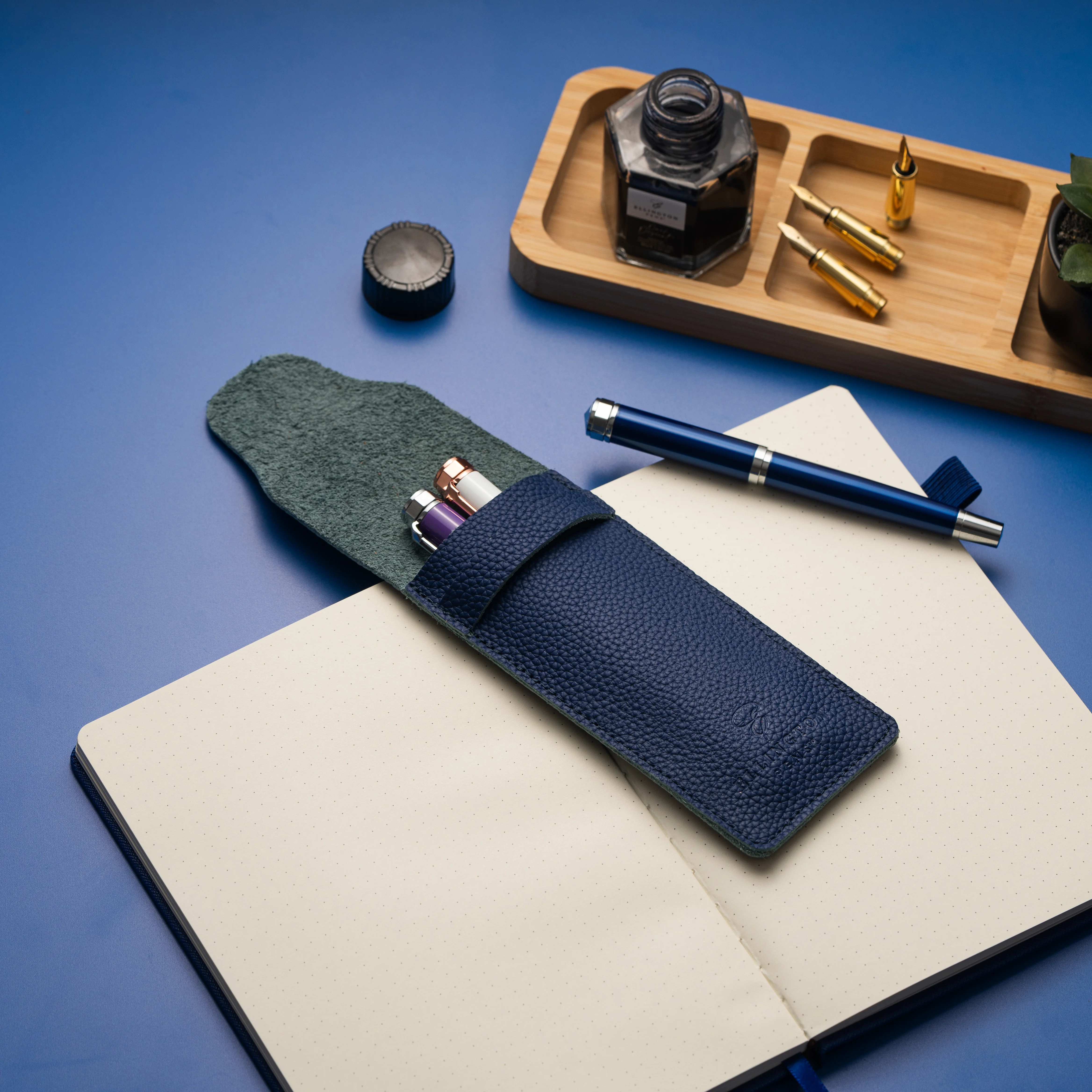 Leather Pen Case Blue - Image 3