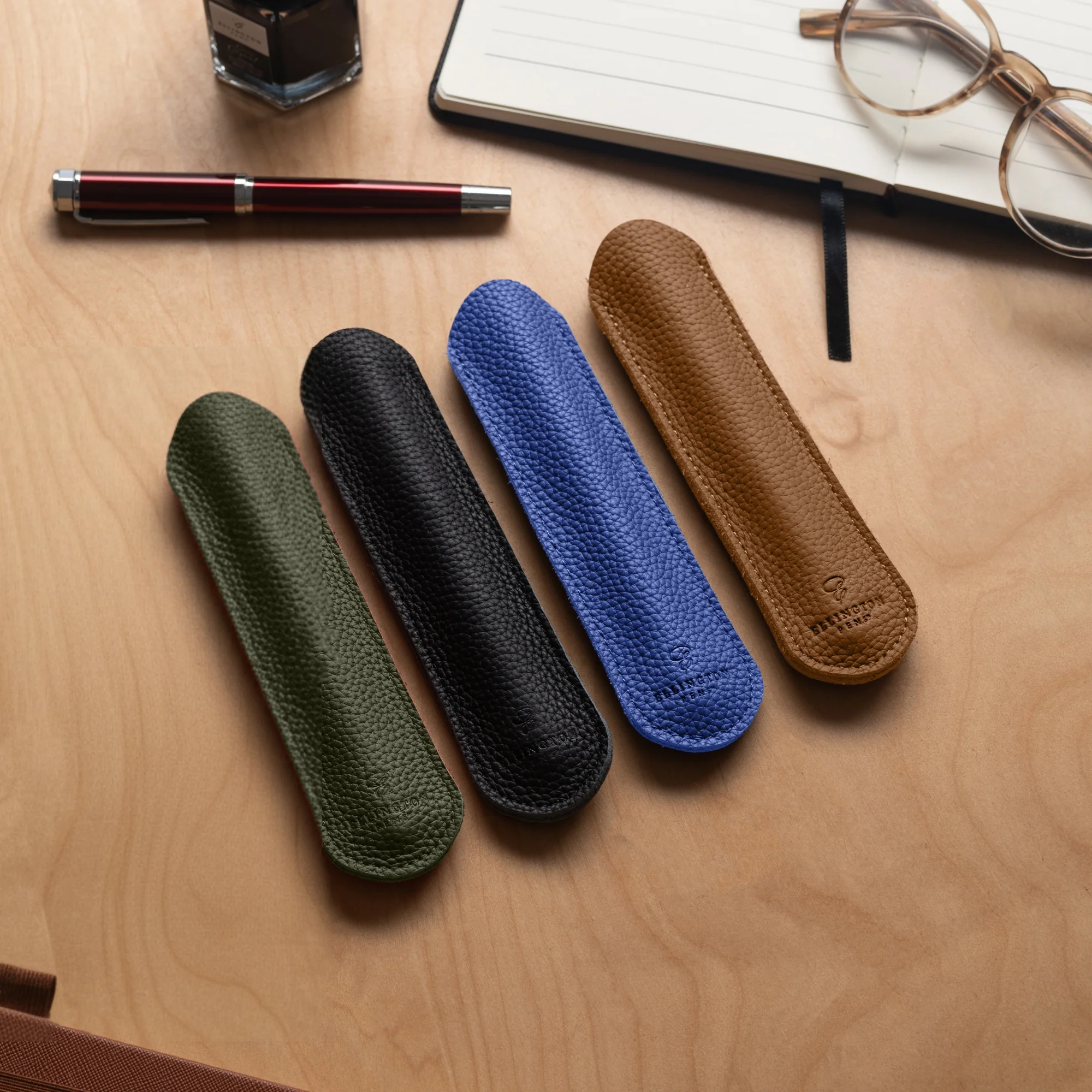 Blue Leather Pen Sleeve with Gift Box - Image 9