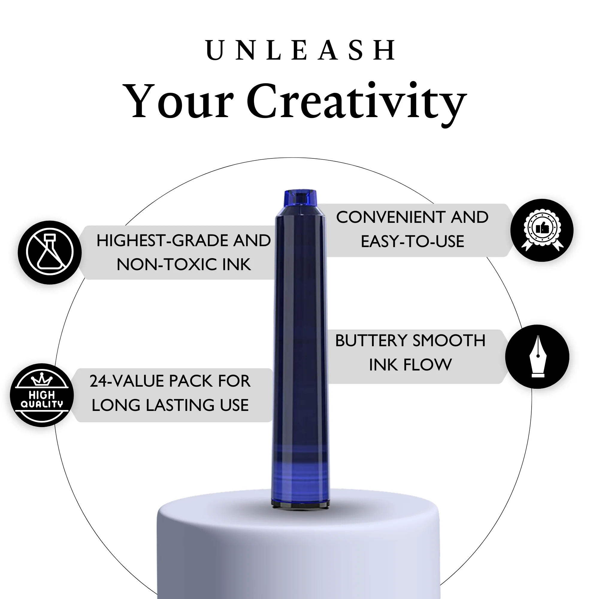 Refill Ink Cartridges - 24 Pack - Compatible with Ellington Pens 24 Vibrant Ink - Image 4